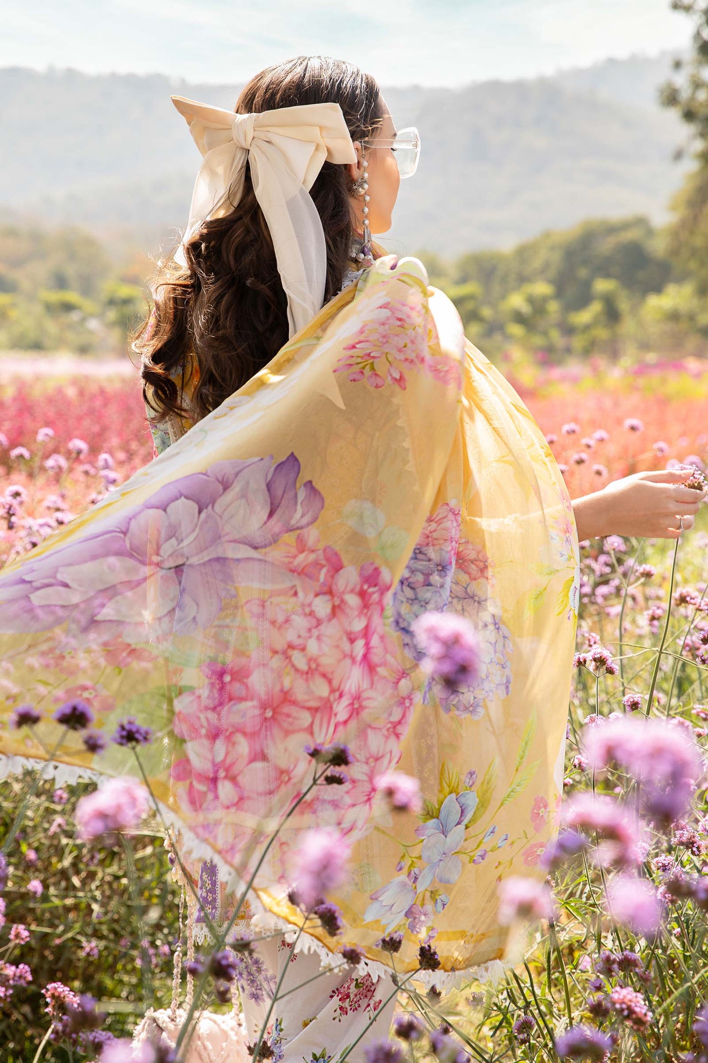 Maria.b 3 pc unstitched printed article with chiffon dupatta
