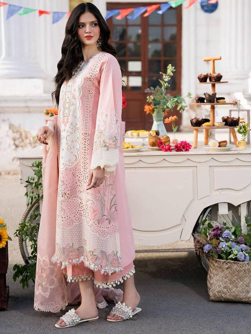 Bin ilyas 3pc unstitched embroidered with embroidered dupatta
