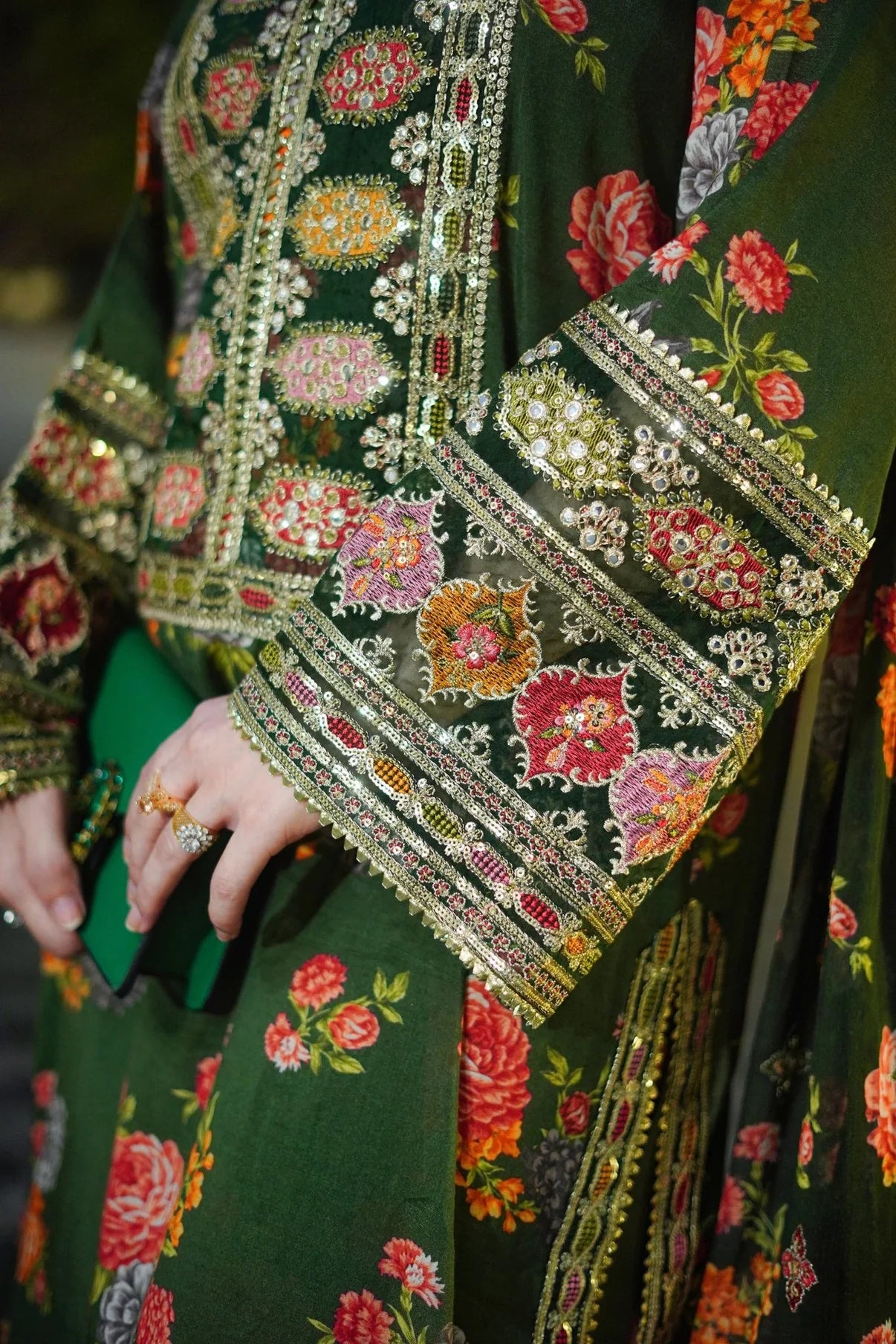 3pc un-stitched embroidered silk dress with silk dupatta ready to wear