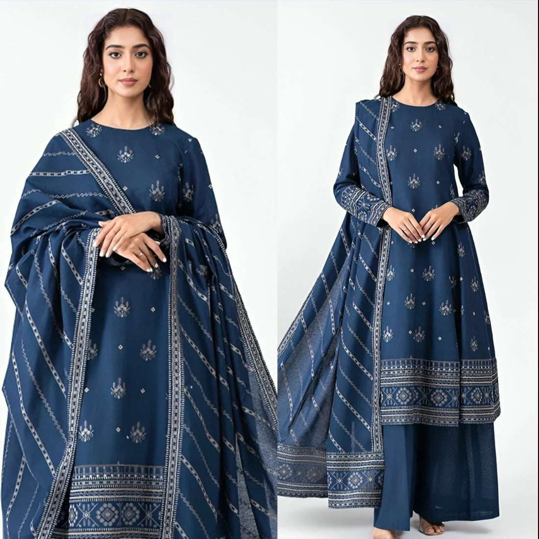 Bareeze 3Pc Un-Stitched Embroidered Lawn suit with lawn duppata