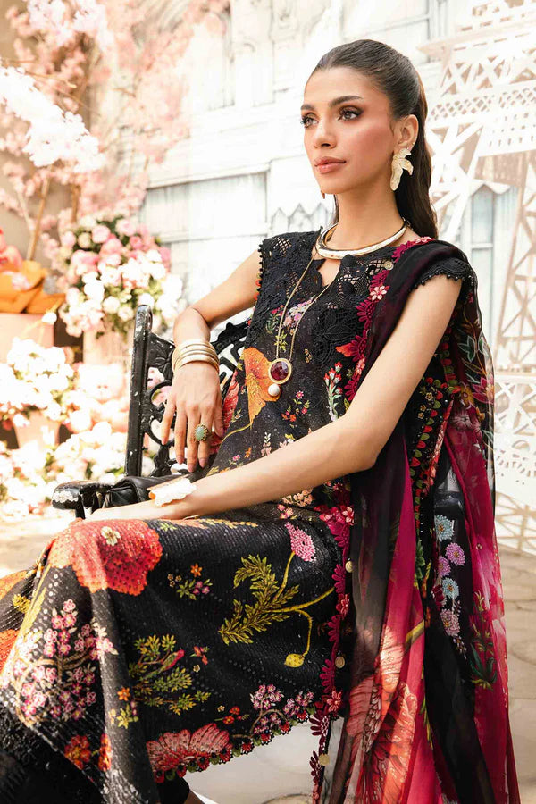 Maria.b 3 pc unstitched printed article with chiffon dupatta