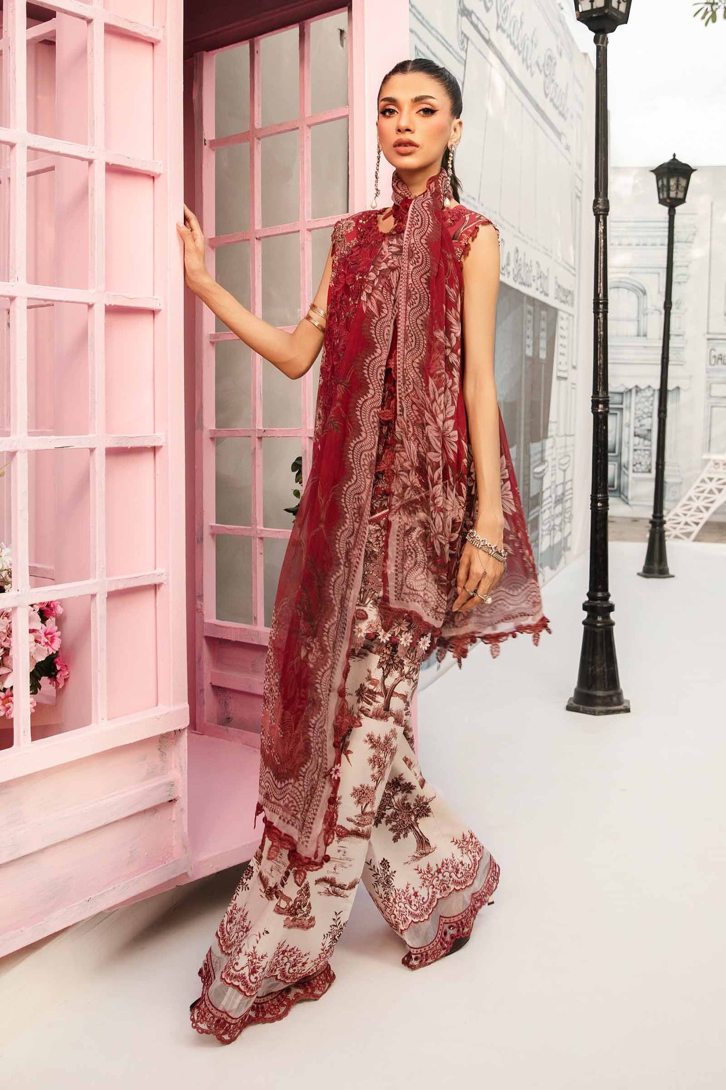 Maria.B 3pc lawn suit unstitched with chifoon dupatta