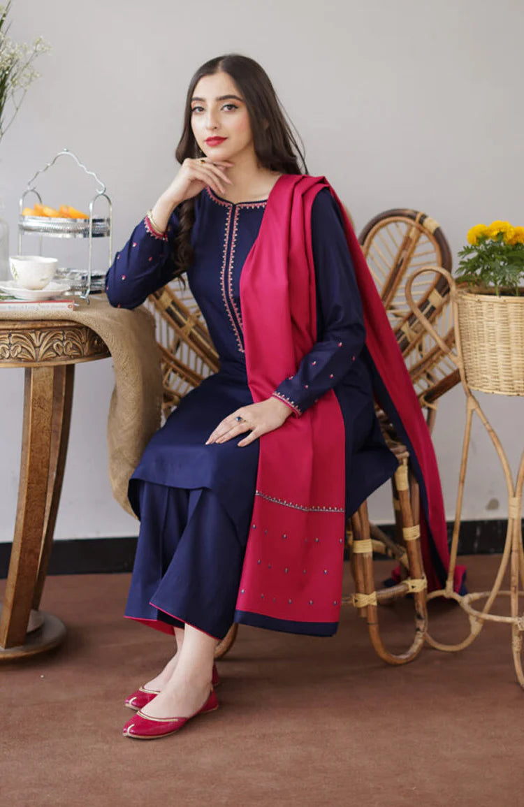 3pc unstitched dhanak dress with dhannak shwal 2644