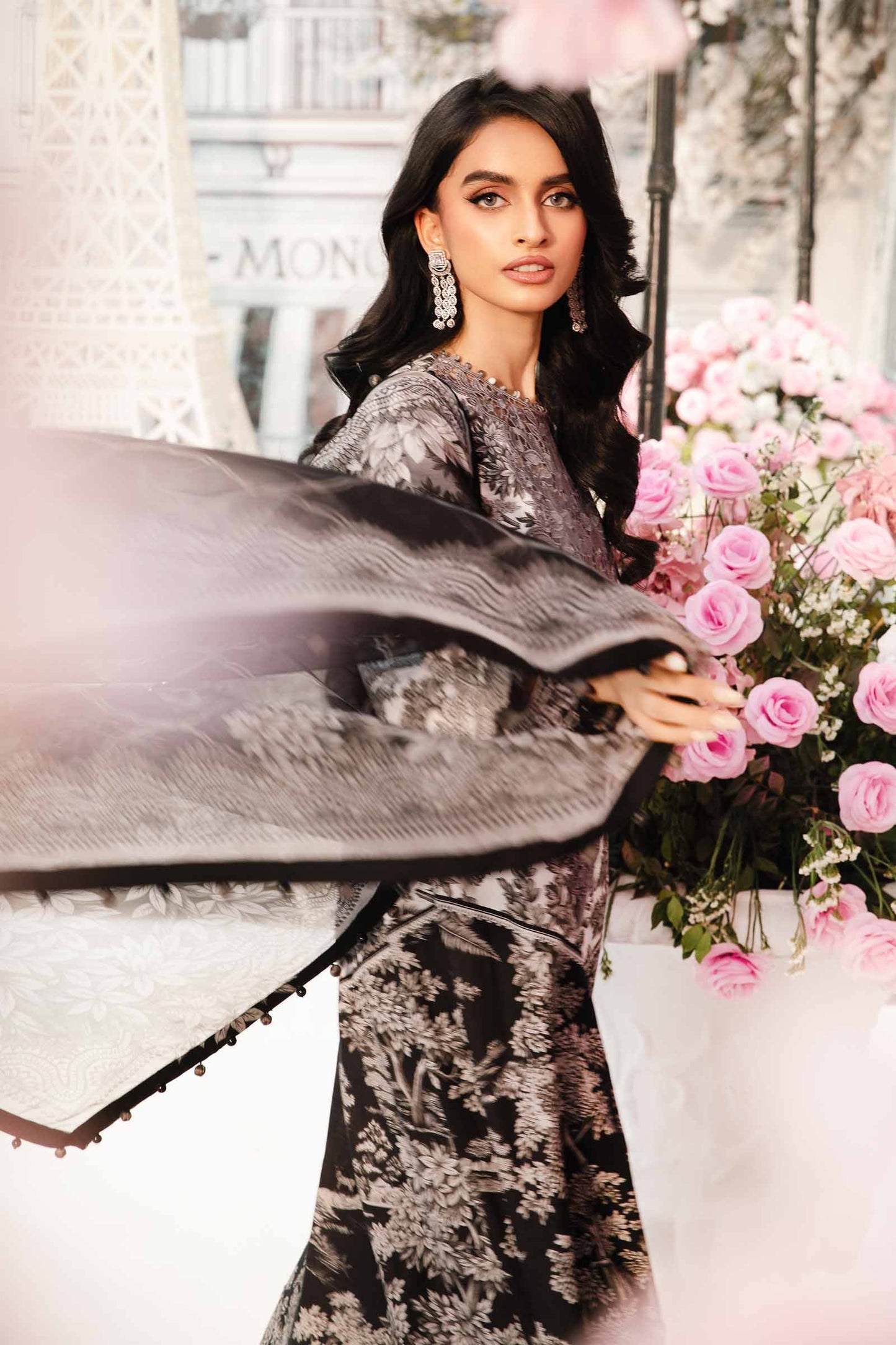 Maria.B 3pc lawn suit unstitched with chifoon dupatta