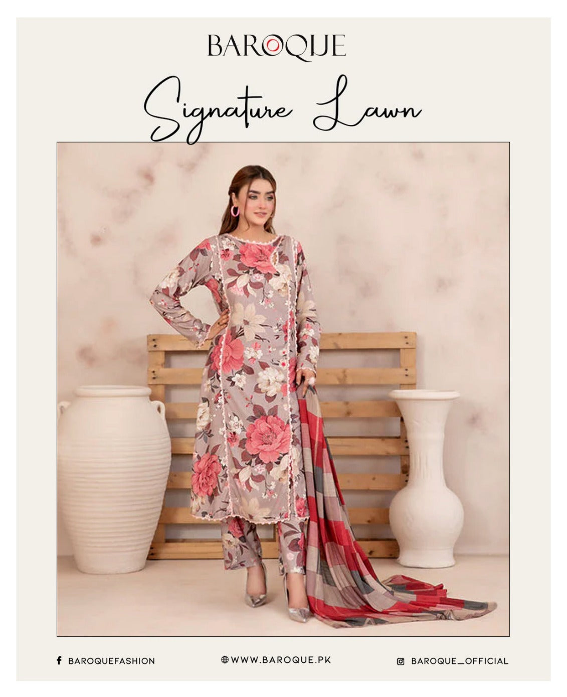 Motifz 3pc un-stitched printed dress with lawn dupatta