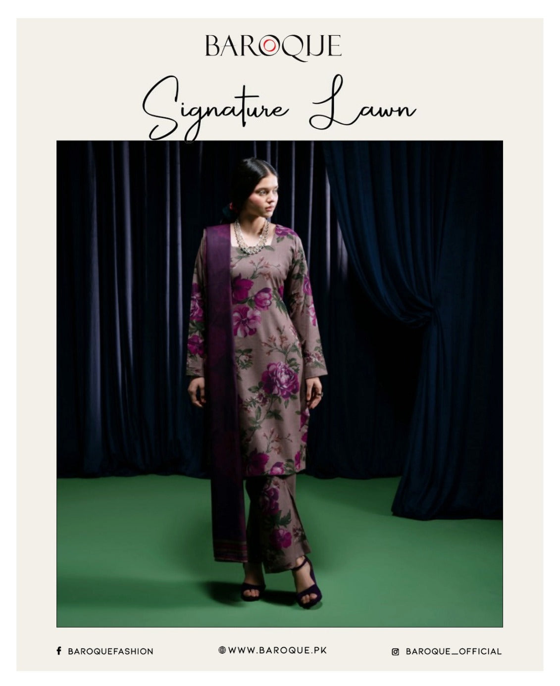 Motifz 3pc un-stitched printed dress with lawn dupatta