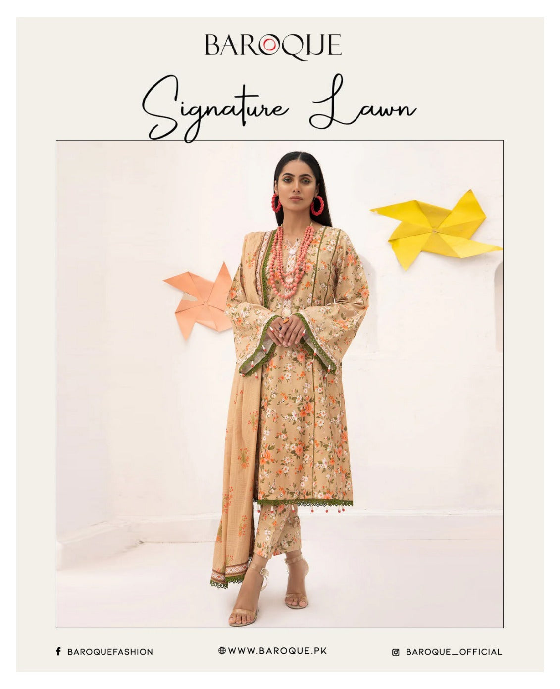 Motifz 3pc un-stitched printed dress with lawn dupatta