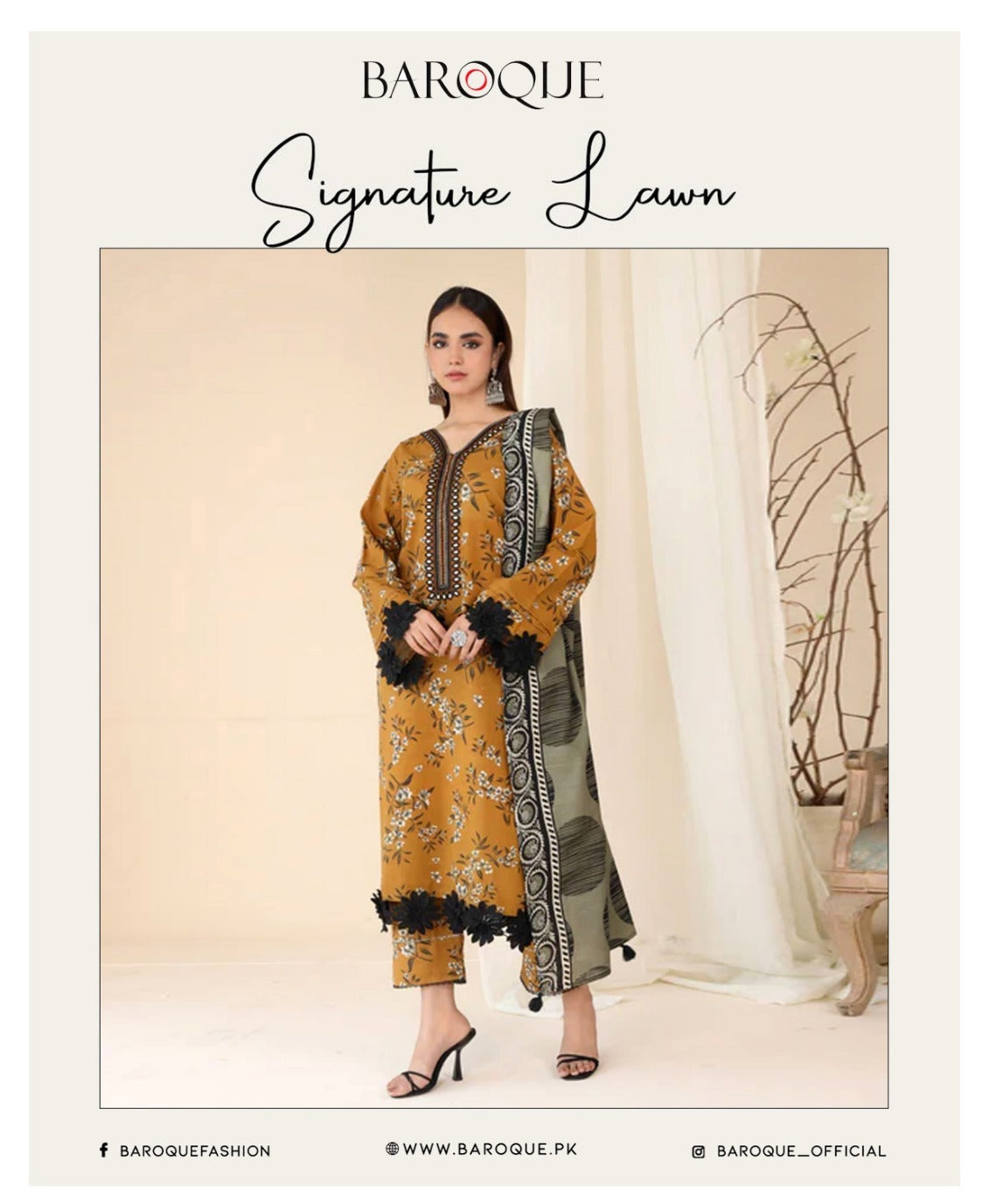 Motifz 3pc un-stitched printed dress with lawn dupatta