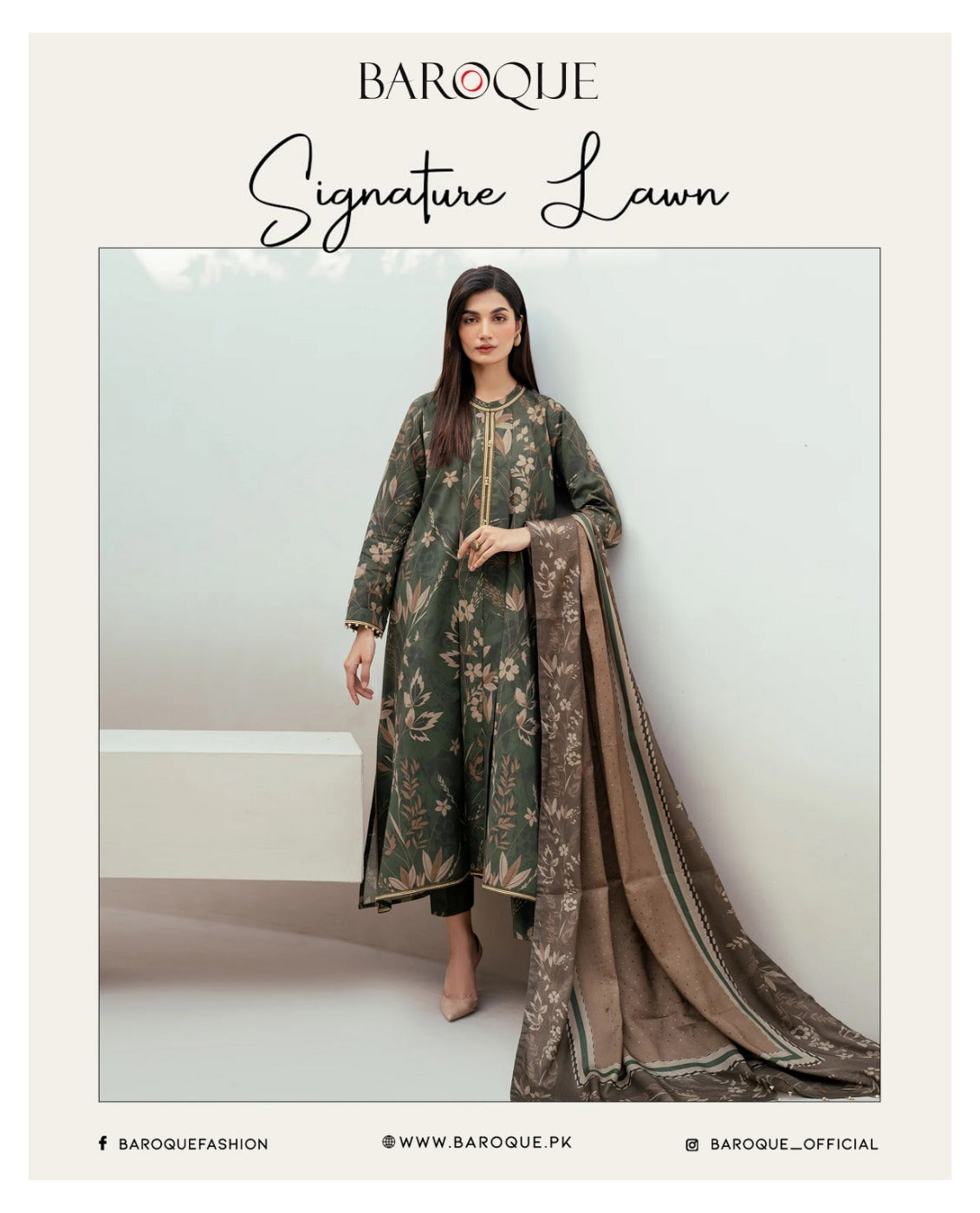 Motifz 3pc un-stitched printed dress with lawn dupatta