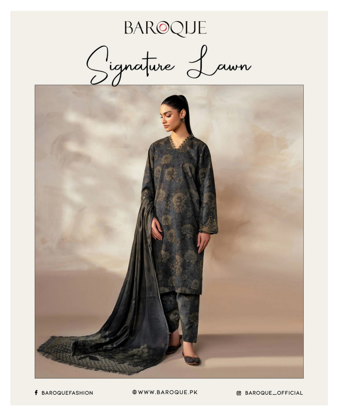 Motifz 3pc un-stitched printed dress with lawn dupatta