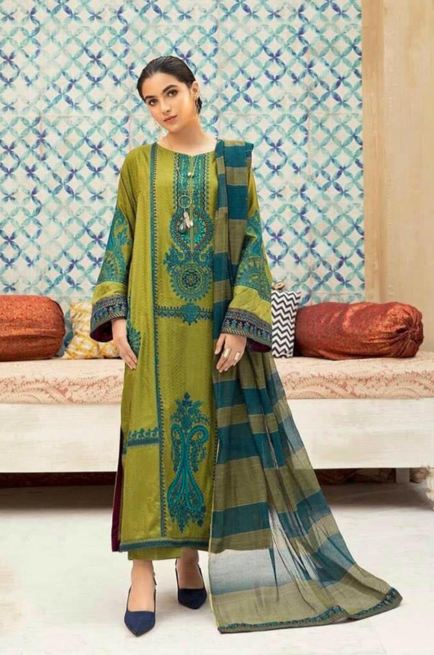 Maria.b Embroidered lawn Three Piece Mehandi
