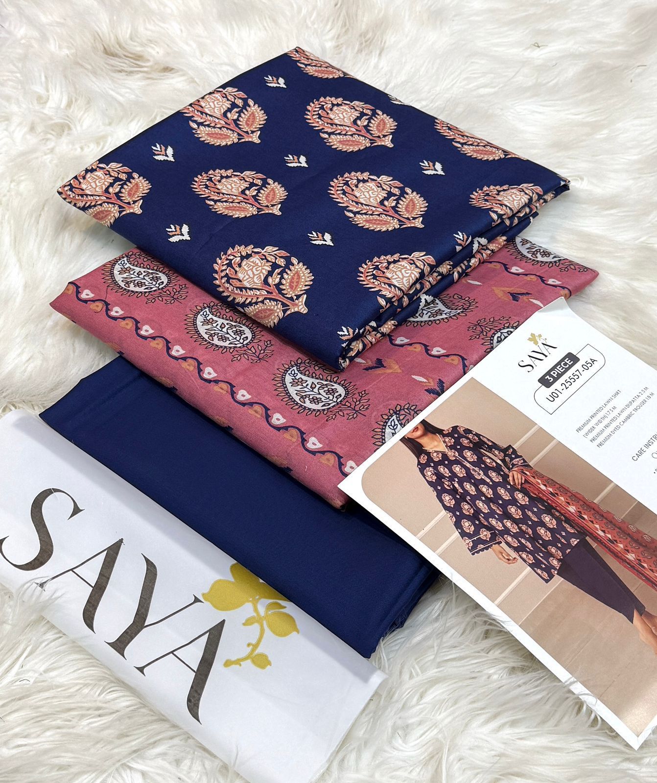 Saya 3pc un-stitched printed lawn dress with lawn printed dupatta