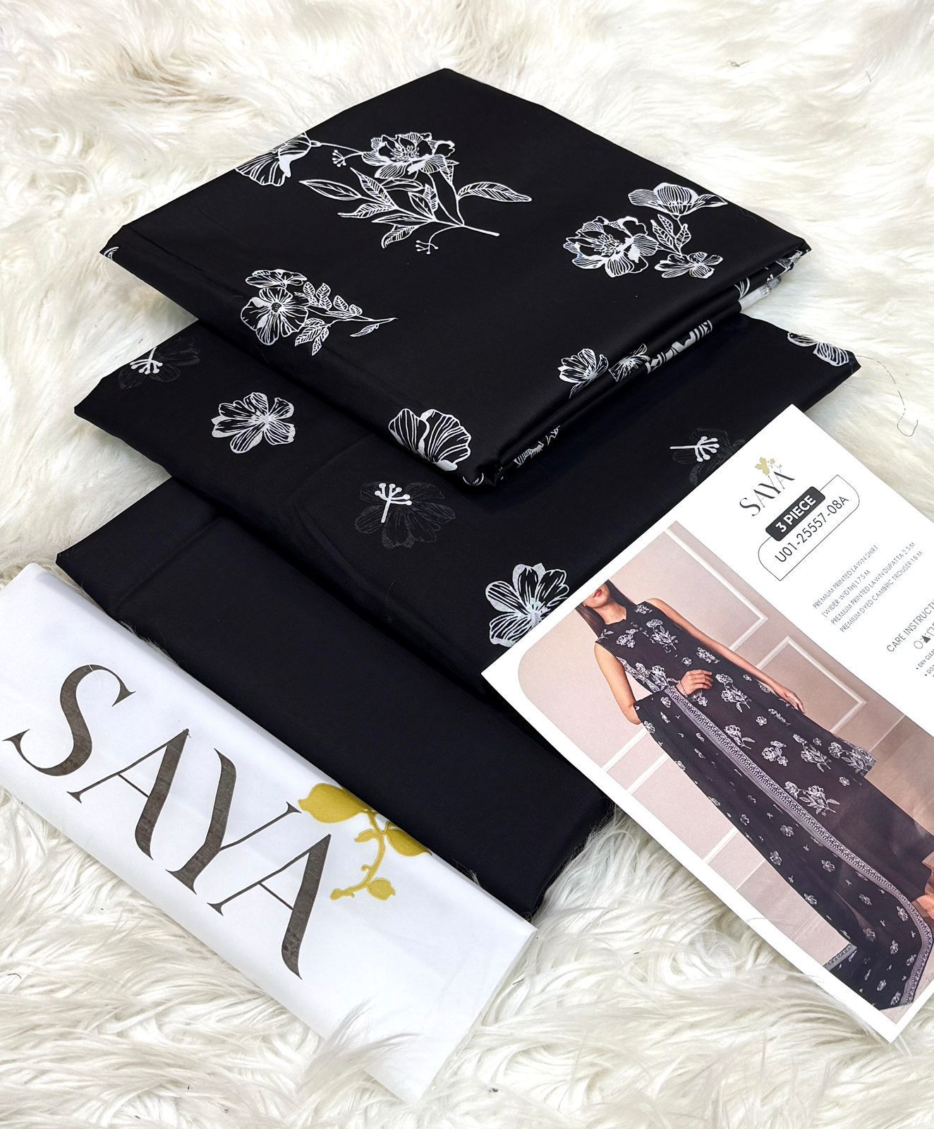 Saya 3pc un-stitched printed lawn dress with lawn printed dupatta