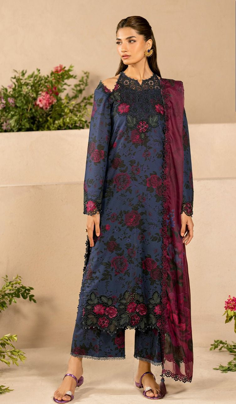 3pc unstitched linen dress with linen dupatta 2661