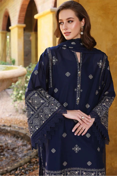 BAREEZE-EMBROIDERED 3PC LAWN DRESS WITH EMBROIDERED CHIFFON DUPATTA
