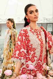 Maria.b 3 pc unstitched printed article with chiffon dupatta