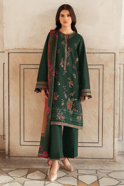 Jazmin lawn  3pc unstitched embroiered dress with voil lawn dupatta