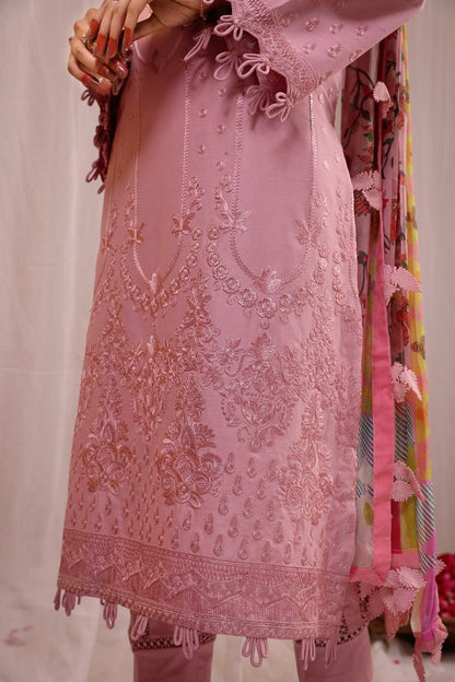 3pc unstitched dhanak  dress with printed wool shawl 2635