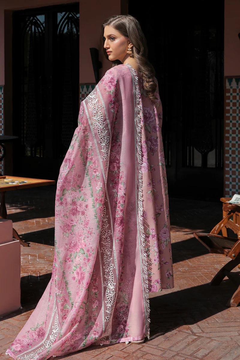 Baroque 3pc lawn suit unsticthed with printed chiffon dupatta