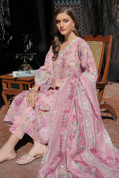 Baroque 3pc lawn suit unsticthed with printed chiffon dupatta