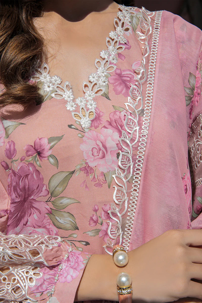 Baroque 3pc lawn suit unsticthed with printed chiffon dupatta