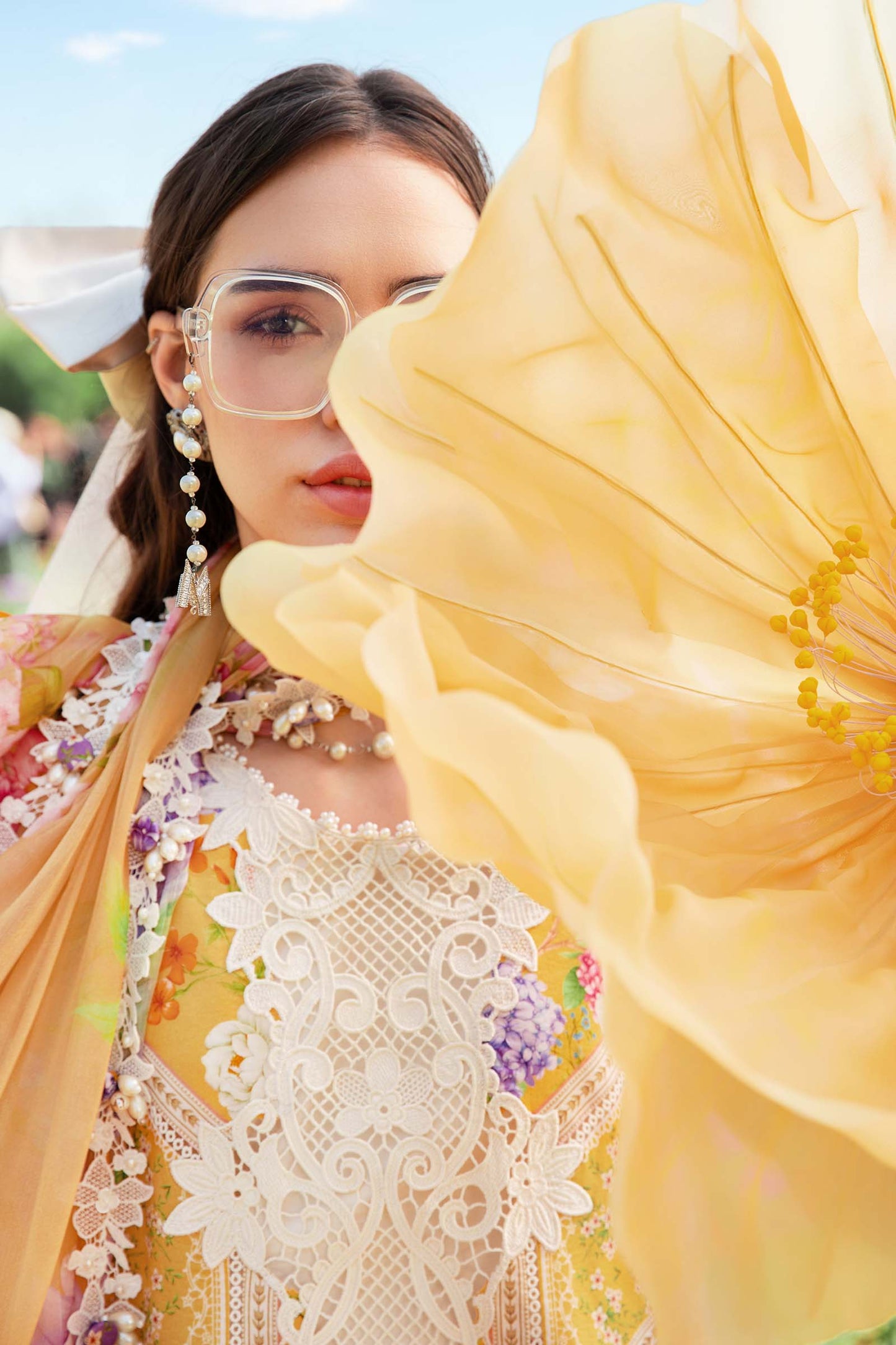 Maria.b 3 pc unstitched printed article with chiffon dupatta