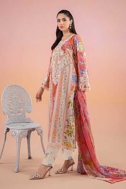 Maria.b 3 pc unstitched printed article with chiffon dupatta