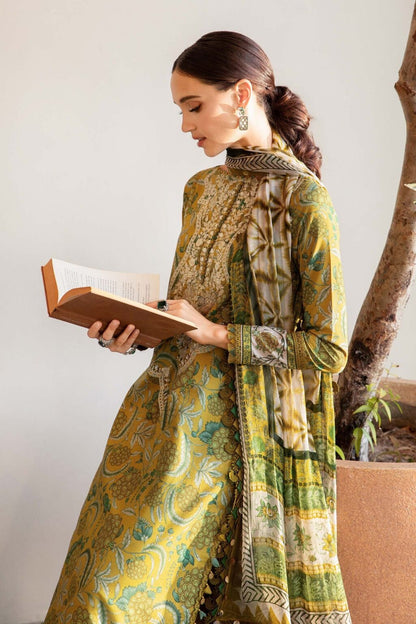 Maria.b 3 pc unstitched printed article with chiffon dupatta