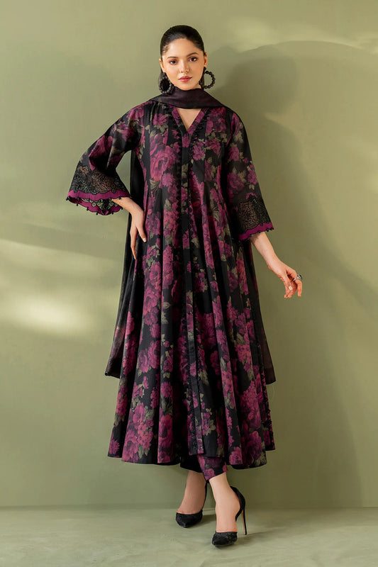 3pc unstitched linen dress with linen dupatta JN-2612