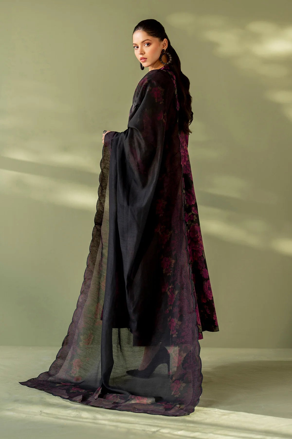 3pc unstitched linen dress with linen dupatta JN-2612