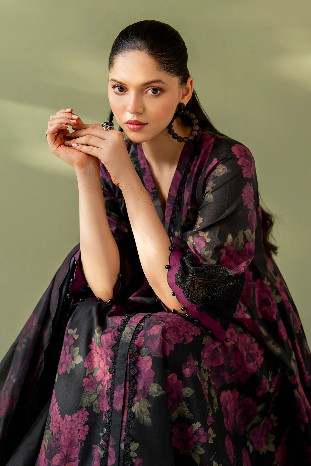 3pc unstitched linen dress with linen dupatta JN-2612