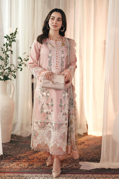 3pc unstitched dhanak  dress with dhannak emb shwal 2641