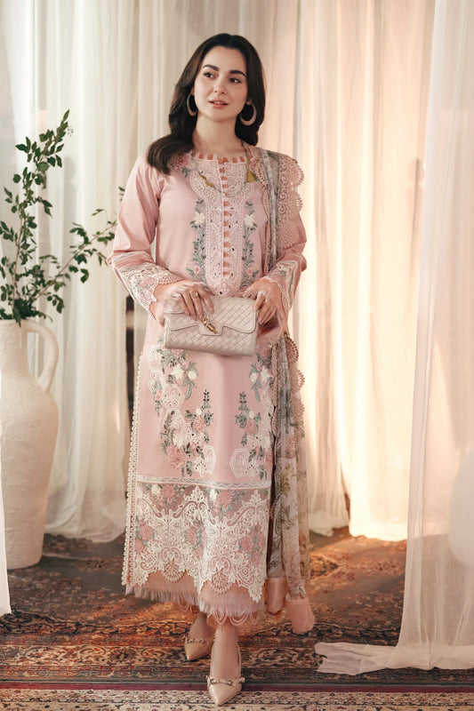 3pc unstitched dhanak  dress with dhannak emb shwal 2641