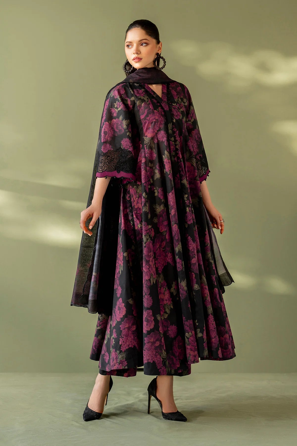 3pc unstitched linen dress with linen dupatta JN-2612