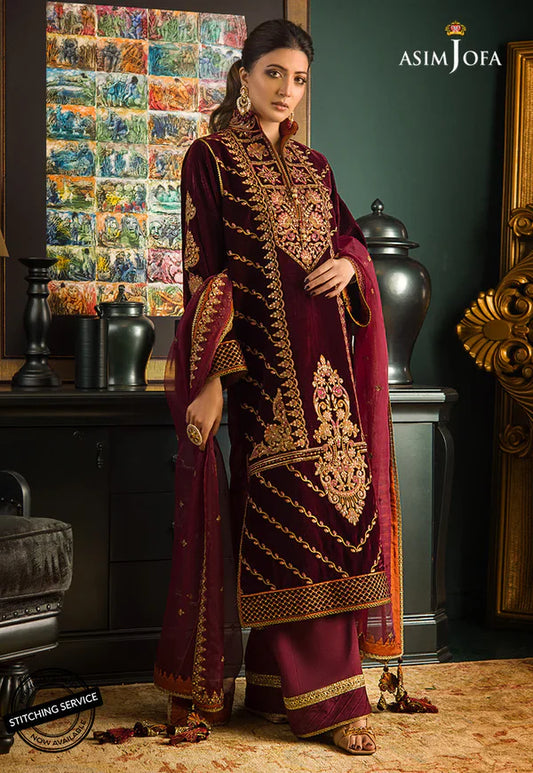 Asim Jofa Velvet Embroiderd Three Piece 2653