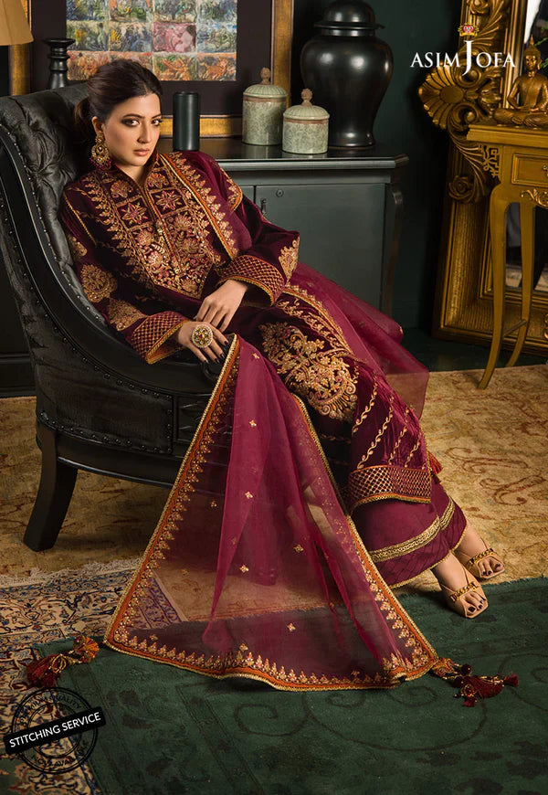 Asim Jofa Velvet Embroiderd Three Piece 2653