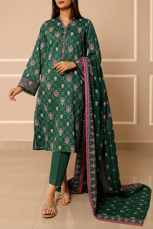 Saya 3pc un-stitched printed lawn dress with lawn printed dupatta
