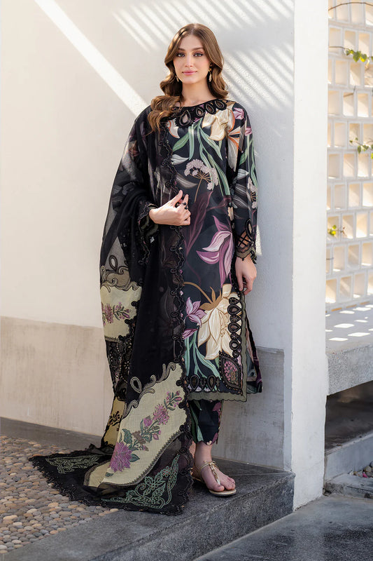 3pc unstitched linen dress with linen dupatta JN-2611