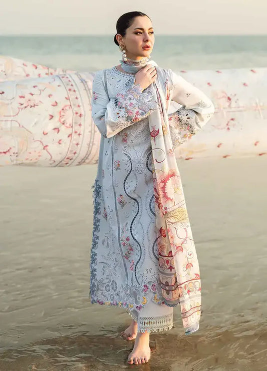QALAMKAR CHIKANKARI EMBROIDERED LAWN - 3 PC UNSTITCHED