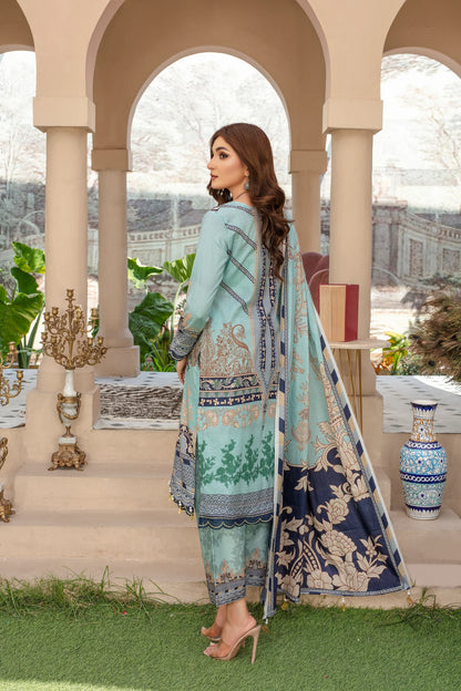 azel minal 3pc unstitched printed Dhanak dress with same shawl 2668