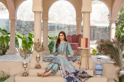 azel minal 3pc unstitched printed Dhanak dress with same shawl 2668