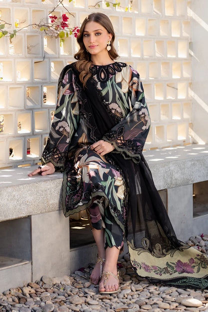 3pc unstitched linen dress with linen dupatta JN-2611