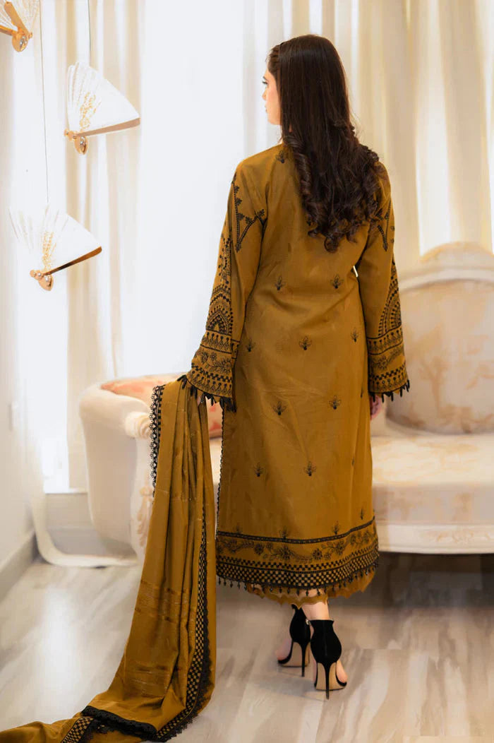 3pc unstitched dhanak  dress with dhannak Emb shawl 2647