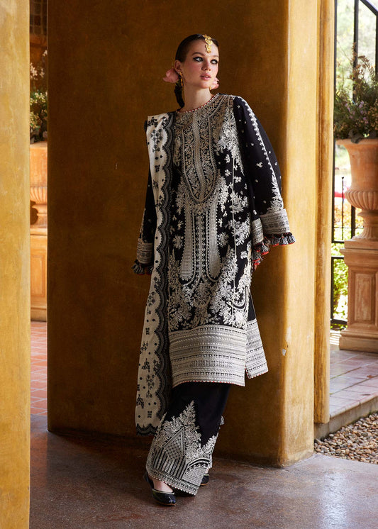 3pc unstitched dhanak dress with khaadi net embroiered dupatta 2666