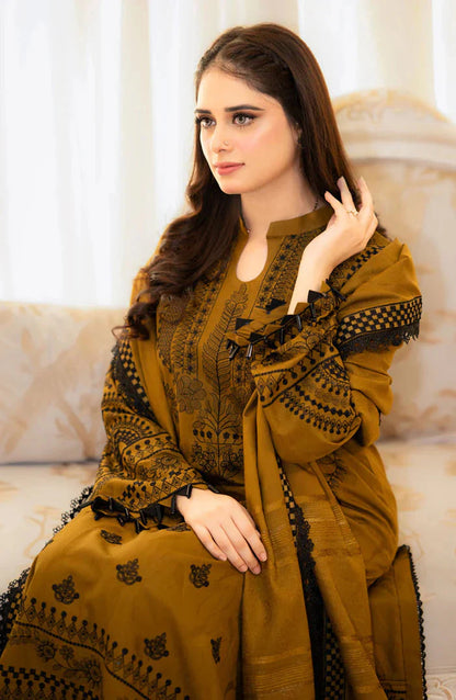 3pc unstitched dhanak  dress with dhannak Emb shawl 2647