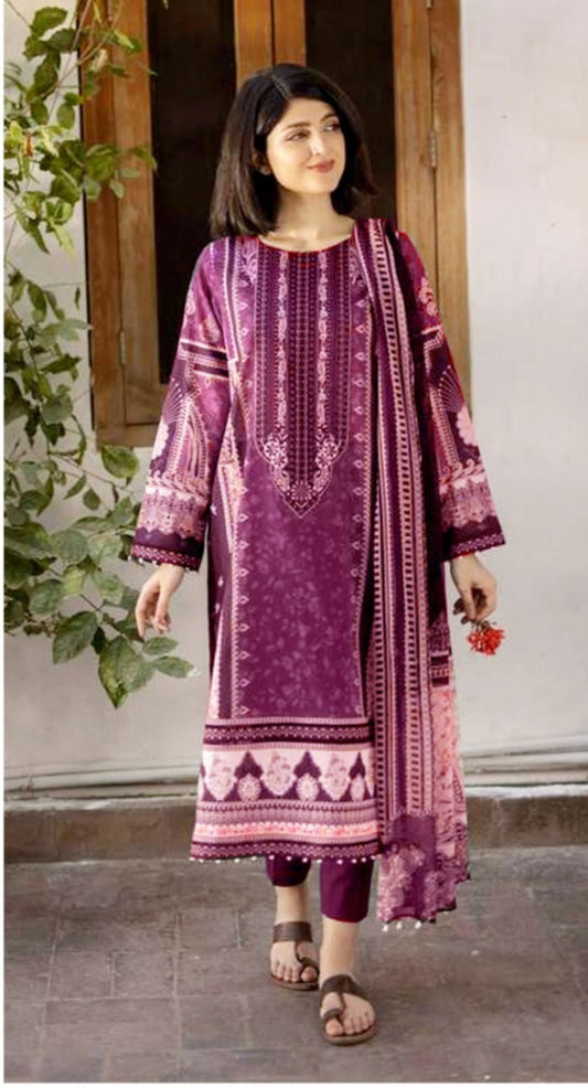 Maria.b 3pc lawn suit unstitched with voil dupatta