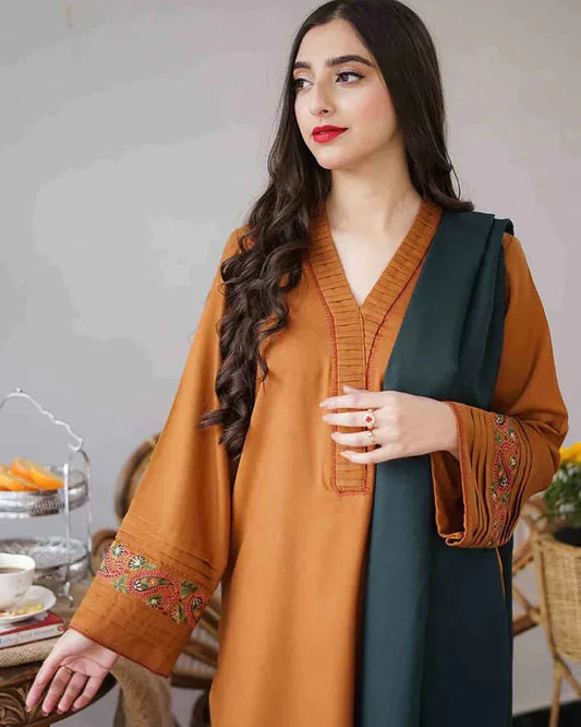 3pc unstitched dhanak  dress with dhannak  dupatta JN-2603
