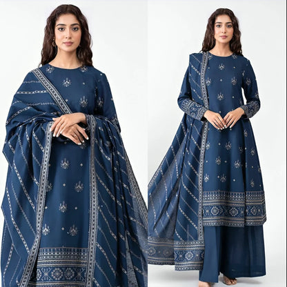 Bareeze 3Pc Un-Stitched Embroidered Lawn suit with lawn duppata
