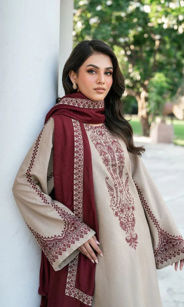 3pc unstitched dhanak  dress with dhannak Emb shawl 2648