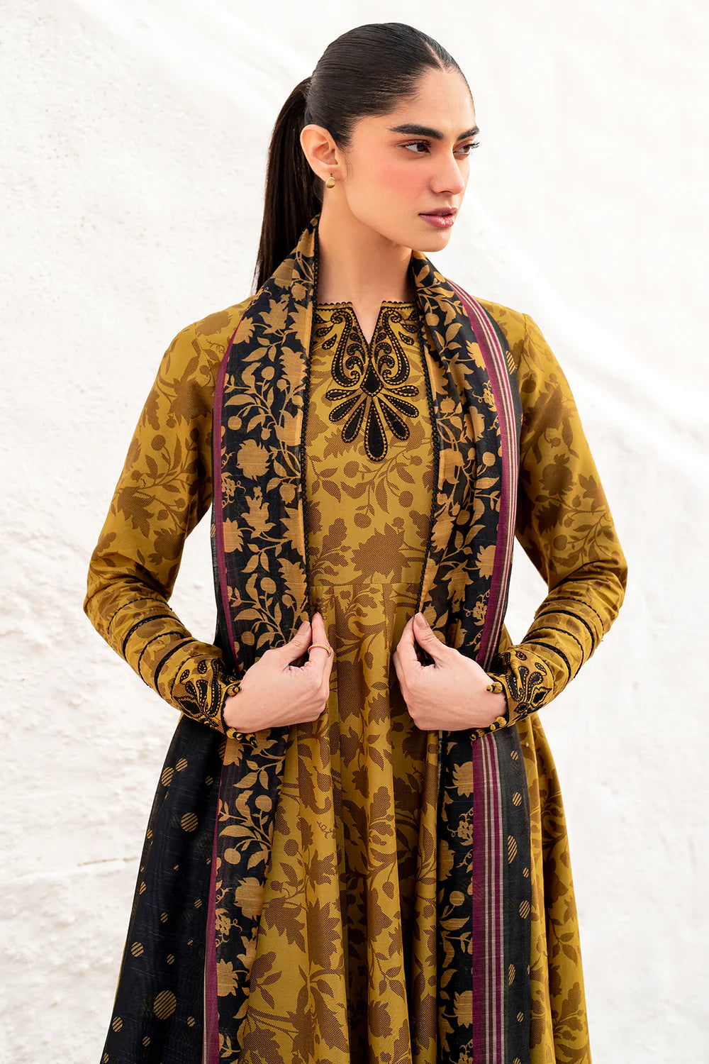 3pc unstitched linen dress with linen dupatta JN2601